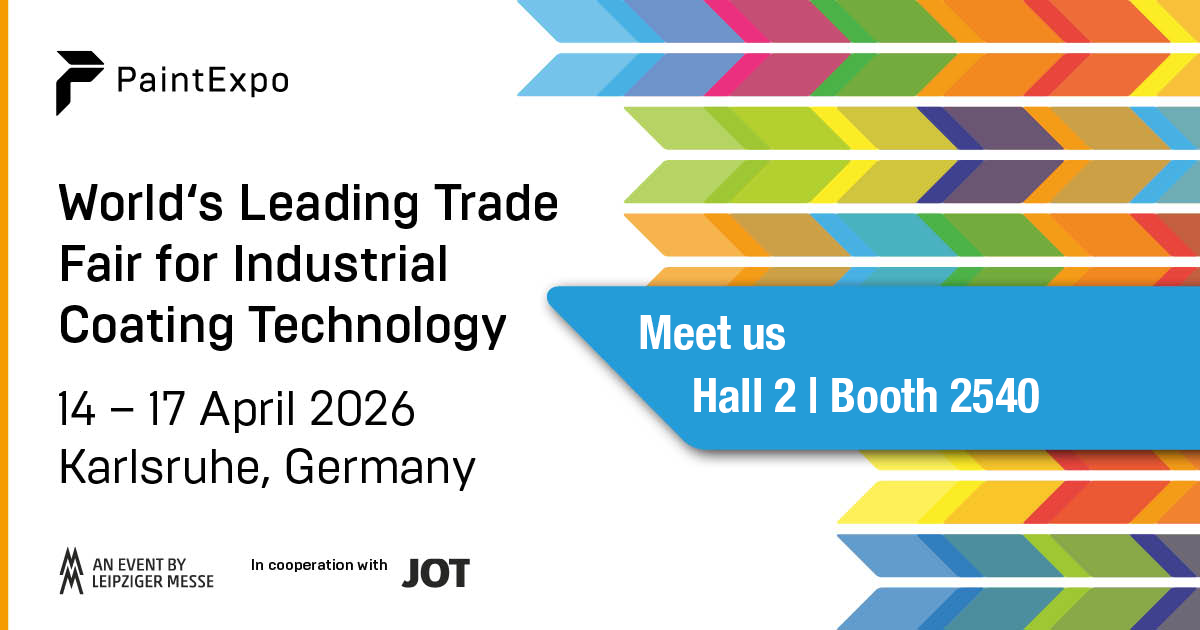 2026_PaintExpo_Banner_EN_1200x630px PaintExpo Banner with the exhibition logo, date (14-17 April 2026), Karlsruhe, Germany and the booth location of KANSAI HELIOS: Hall 2, Booth 2450