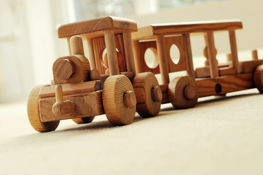 Children's toy train made of wood