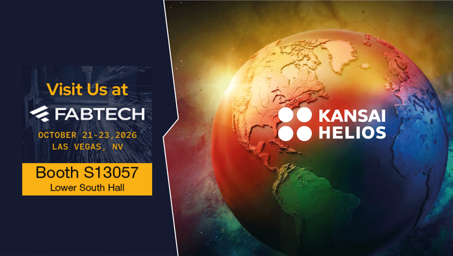Official banner FABTECH (21-23 October 2026 in Las Vegas) with info of KANSAI HELIOS booth location S13057 in the lower south hall
