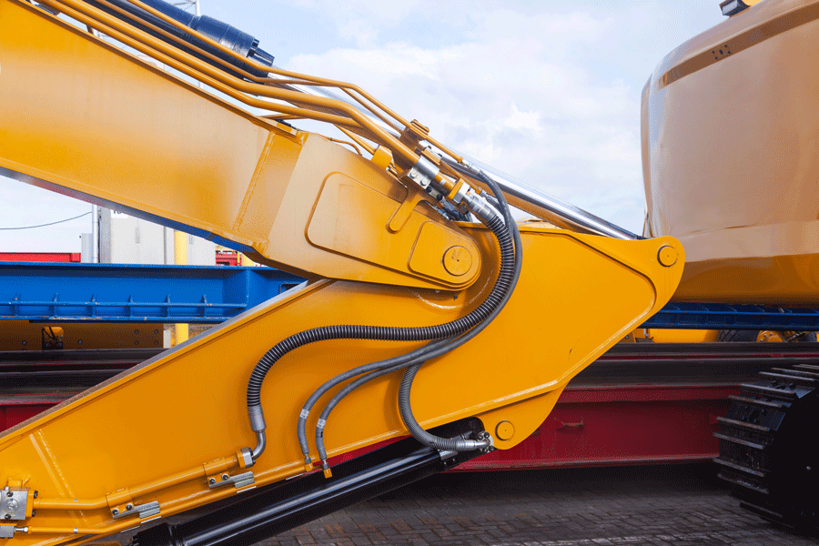 _construction_shutterstock_2660439613 Yellow excavator bucket component