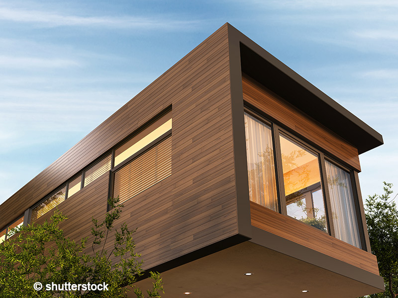 modern architecture house with wood facade